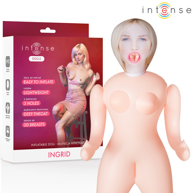 Intense dolls - ingrid inflatable doll with three orifices