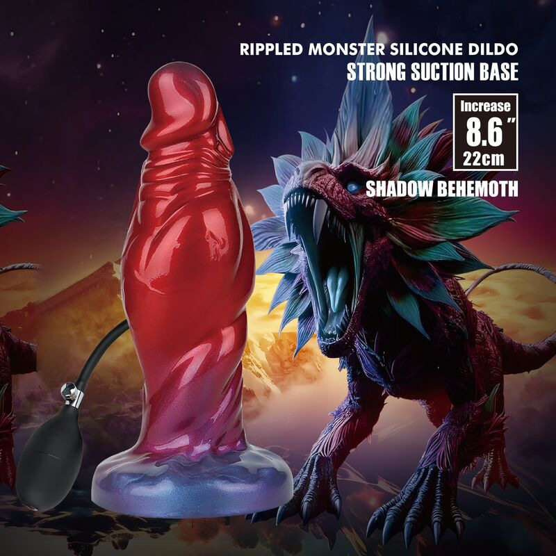 Power monsters - shadow behemoth bicolor inflatable fantasy silicone dildo 22 cm Ø 5 cm 8