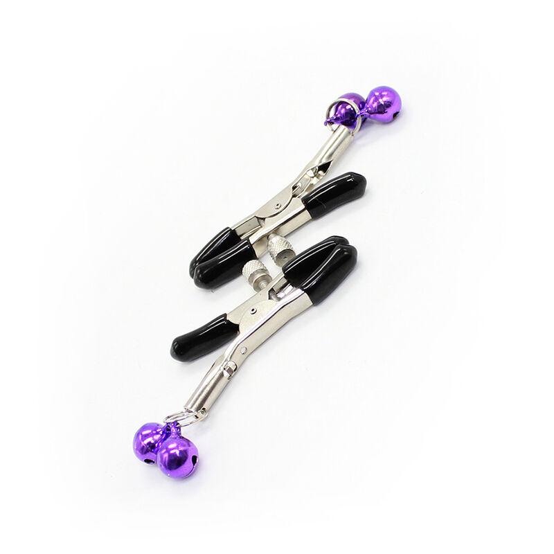 Ohmama Fetish Double Bells Nipple Clamps - Purple 2