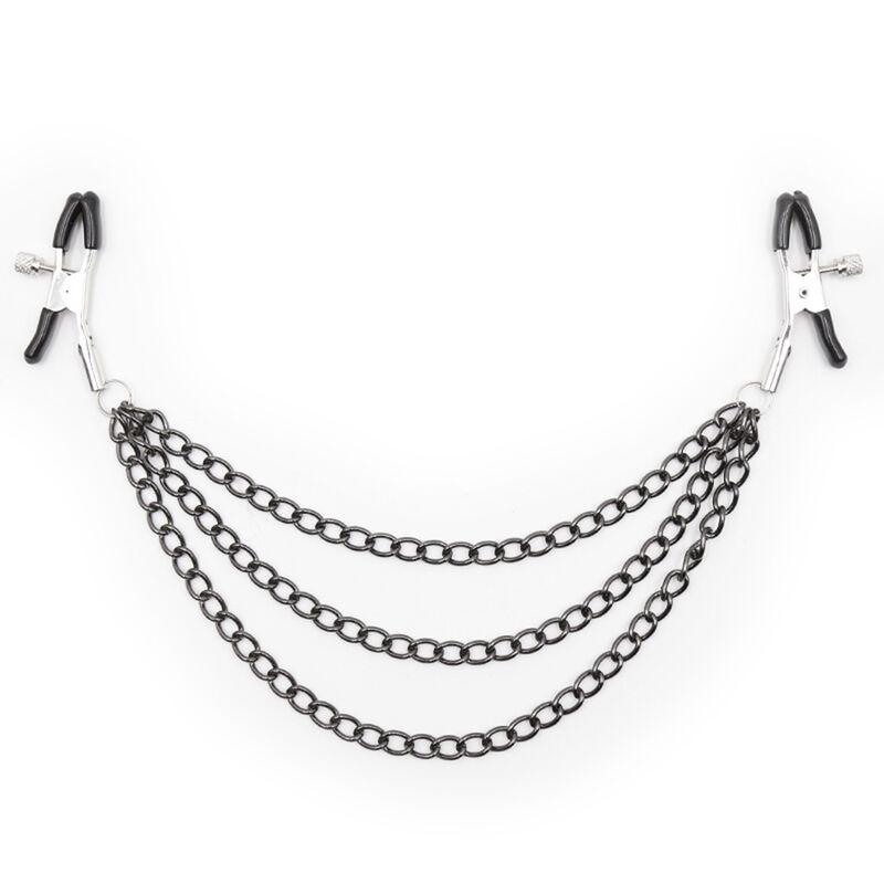 Ohmama Fetish Black Nipple Clamps With Multi Chains