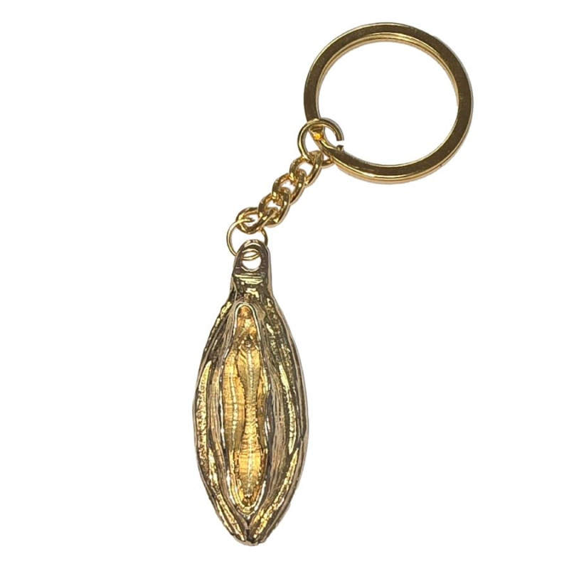 Diablo picante - metal keychain ​​with gold lips