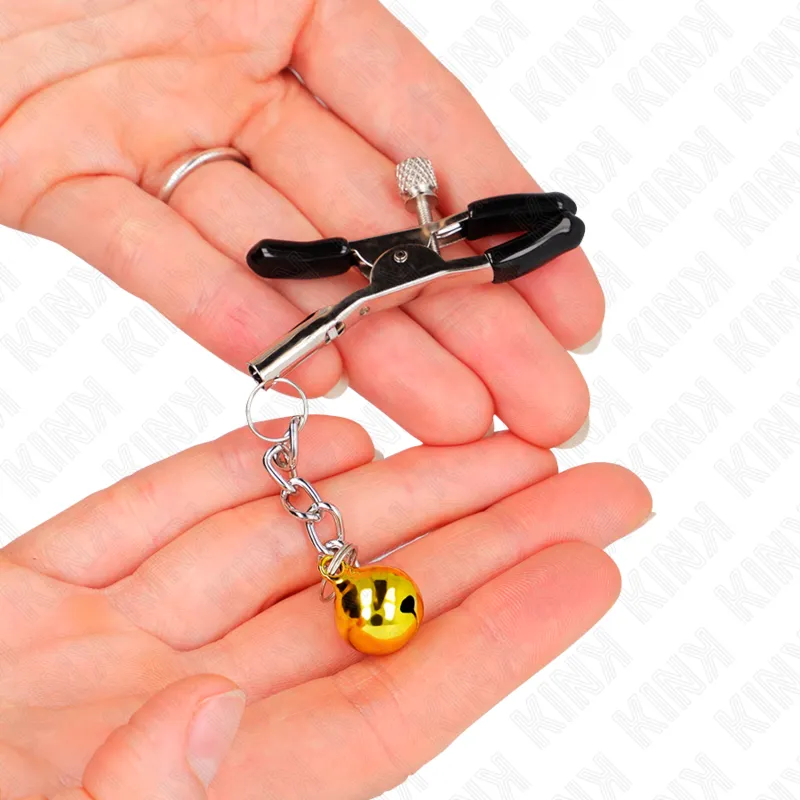 Kink - Gold Jingle Bell Pendant Nipple Clamps 6 Cm 2