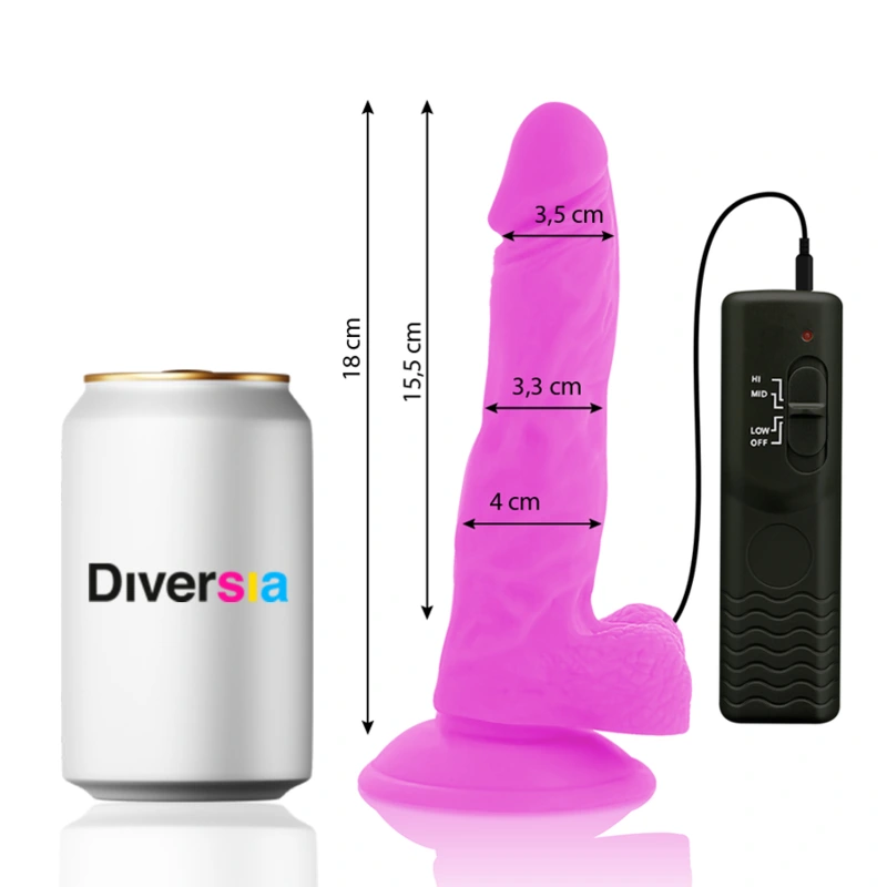 Diversia - flexible vibrating dildo purple 18 cm -o- 4 cm 1