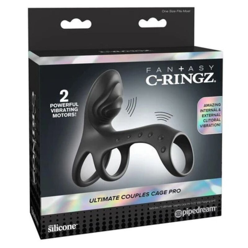 Fantasy c-ringz - ultimate couples cage pro vibrating cock ring 19.5 cm 4