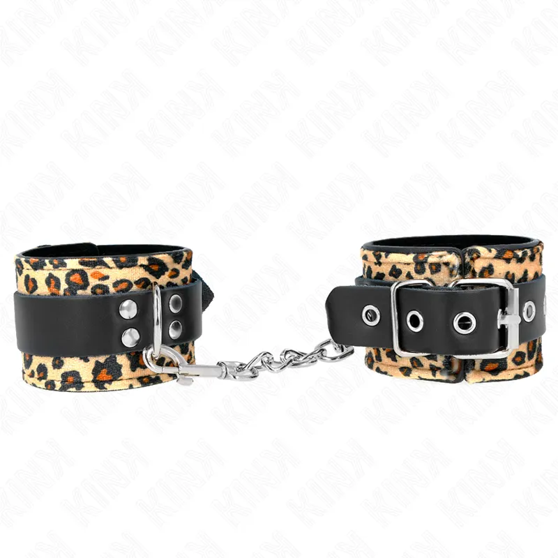 Kink - Leopard Real Leather Wrist Restraint Adjustable 18-29 Cm X 5.5 Cm