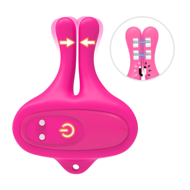 Armony - rabbit shape vibration magnetic nipple clamps pink 4
