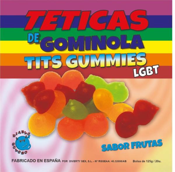 Diablo Goloso - Fruit Flavor Glitter Tits Gummy Box 6 Colors And Flavors Lgbt Made Is Spai