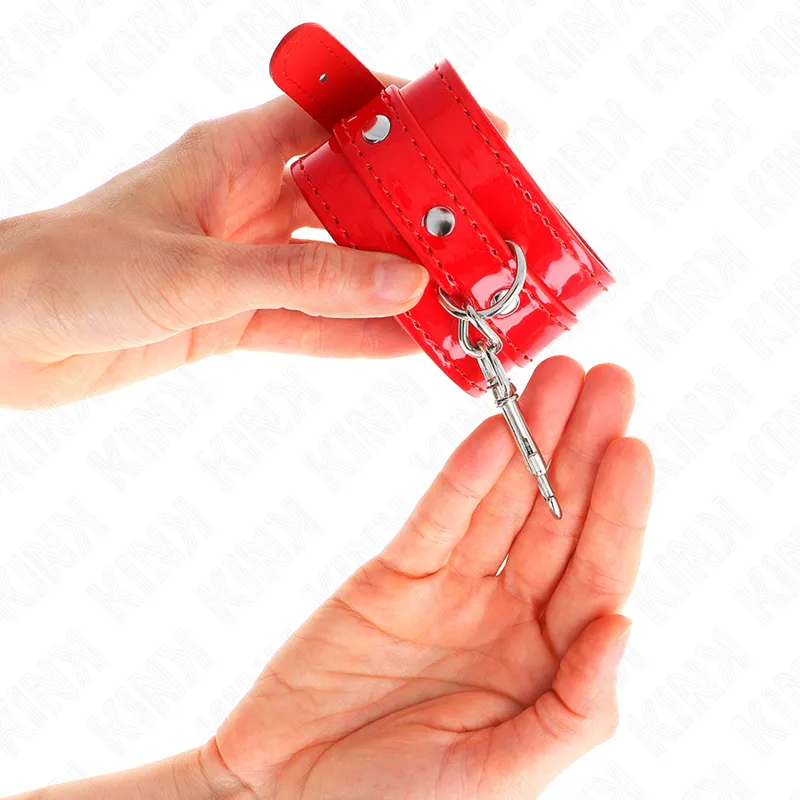 Kink - Shiny Hand Cuffs Red Adjustable 23-33 Cm 2