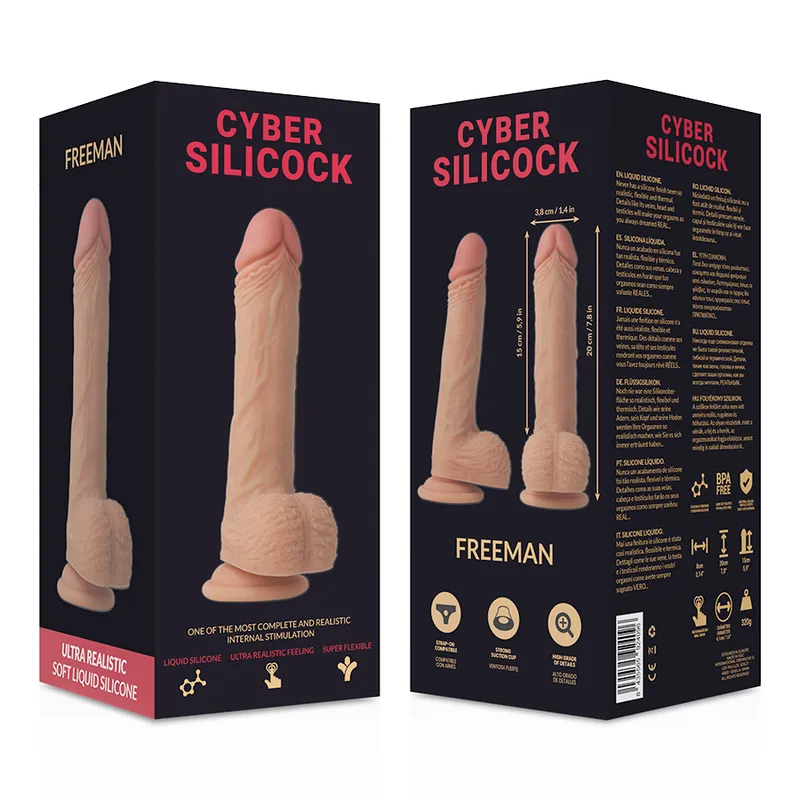 Cyber Silicock Strap-On Freeman With 3 Rings Free - Pripínací Penis 7