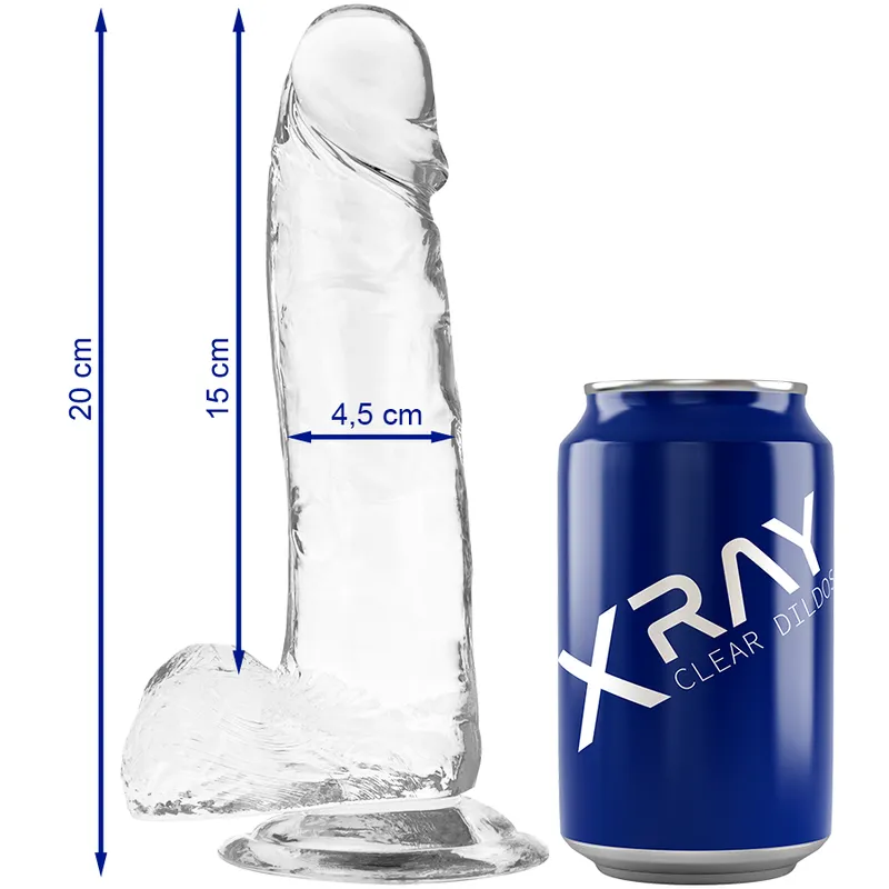Xray Harness + Clear Cock With Balls  20cm X 4.5cm - Pripínací Penis