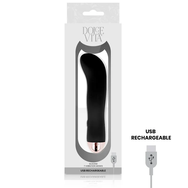 Dolce Vita Rechargeable Vibrator Two Black 10 Speed