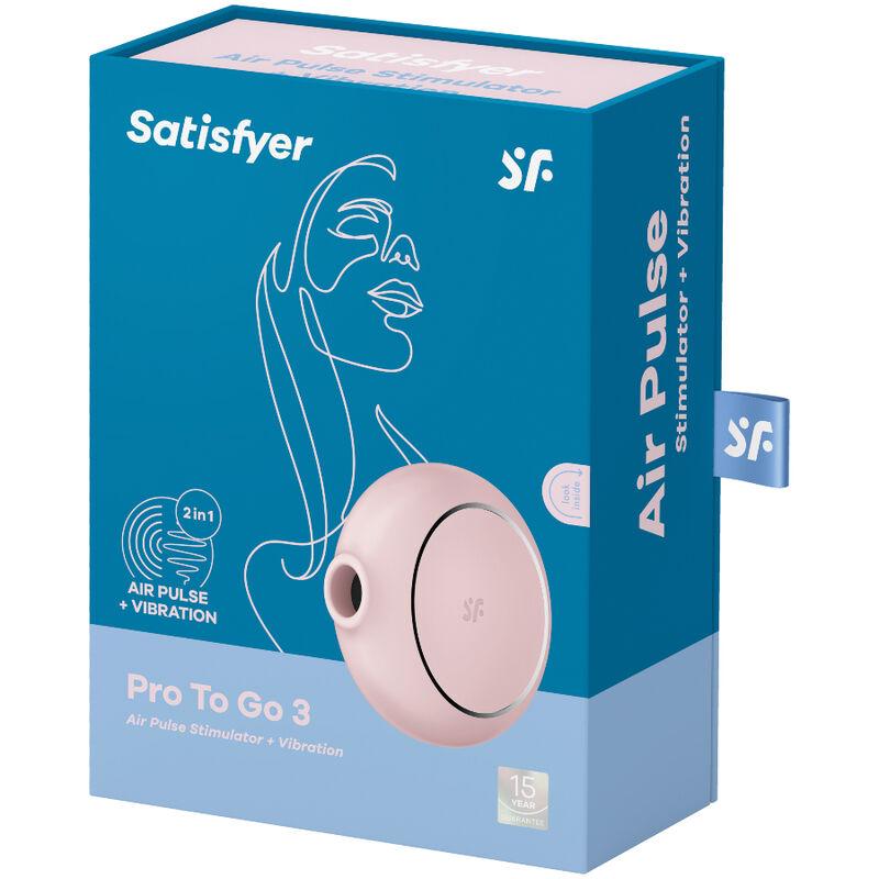 Satisfyer Pro To Go 3 Air Pulse Stimulator & Vibrator - Pink - Stimulátor Klitorisu 4