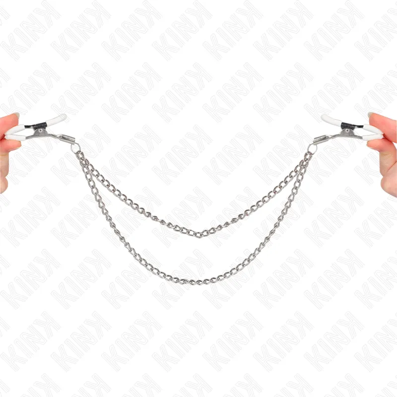 Kink - Nipple Clamps With 2 Thin Chains Silver 20/23 Cm