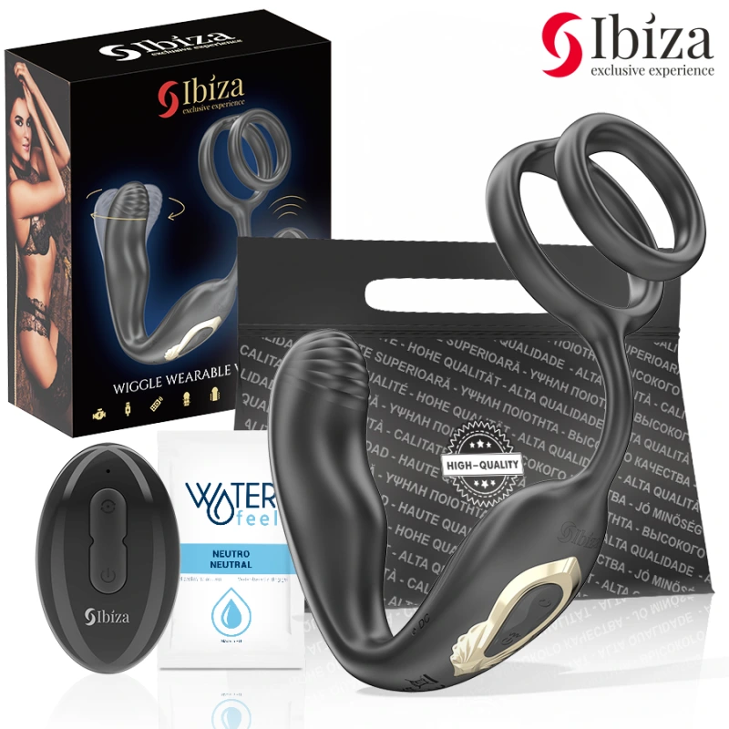 Ibiza - wiggle remote controlled rotating anal plug with perineal vibration and penis enhancing ring