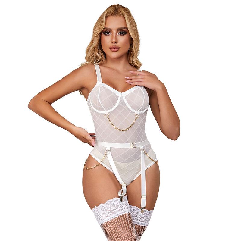 Subblime - 954291 body with chains + garter belt white l/xl