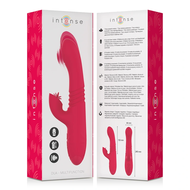 Intense - dua multifunction rechargeable up & down vibrator with red tongue 4