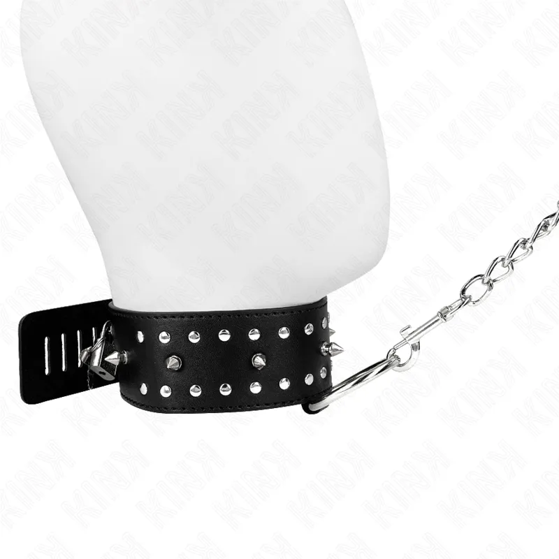 Kink - Necklace With Leash 65 Cm With Silver Studs Model 1 Adjustable 36-43 Cm X 5 Cm