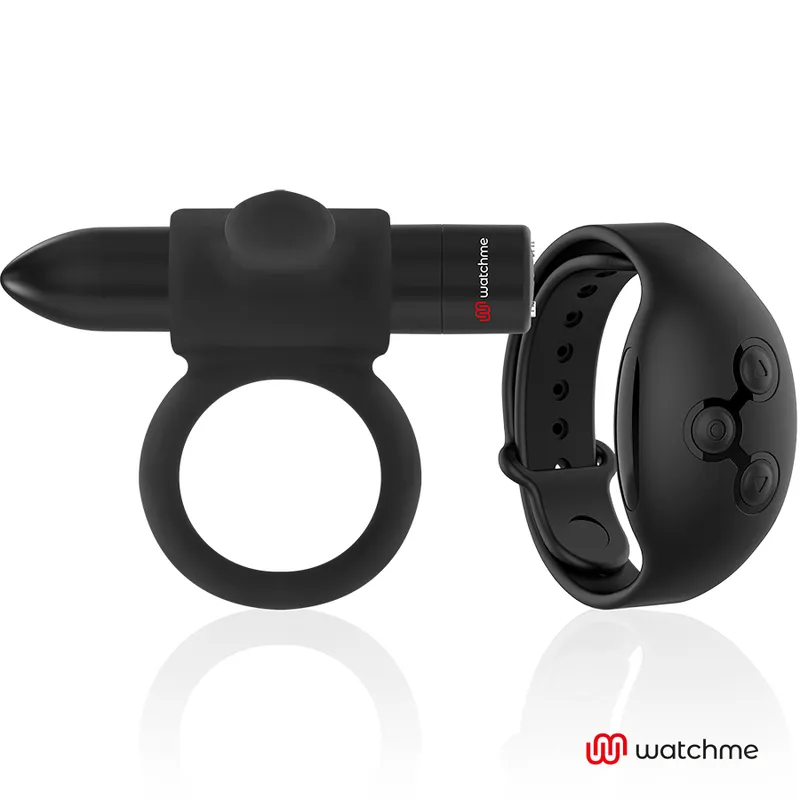 Black&Silver Cameron Remote Control Cockring Watchme - Vibračný Krúžok