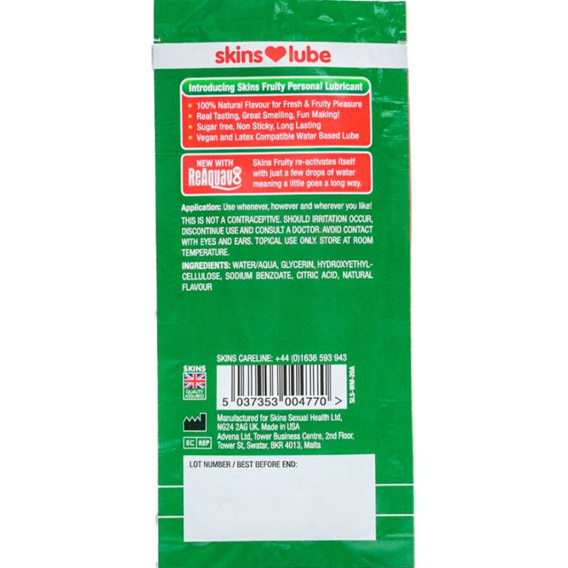 Skins - fruity water-based lubricant watermelon single-dose 5 ml 1