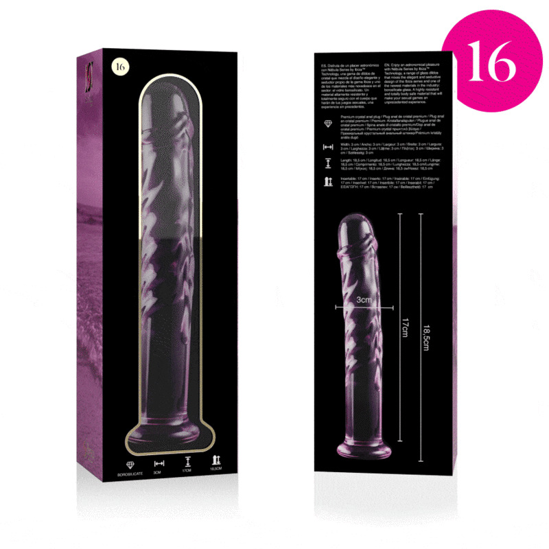 Nebula series by ibiza - model 16 dildo borosilicate glass pink 18.5 cm -o- 3 cm 3