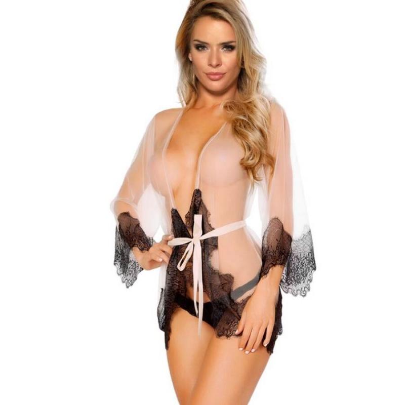 QUEEN LINGERIE BABYDOLL LONG SLEEVE V NECKLINE S/M