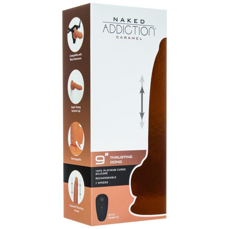 Naked Addiction - 9 Inch Thrusting Dong With Remote Caramel 5