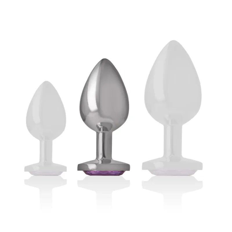 Intense - Metal Aluminum Anal Plug With Violet Glass Size M - Análny Kolík 4