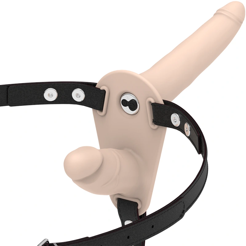 Fetish submissive harness - double penetration flesh up vibrator