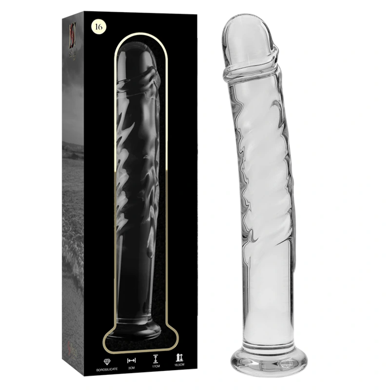 Nebula series by ibiza - model 16 dildo borosilicate glass clear 18.5 cm -o- 3 cm