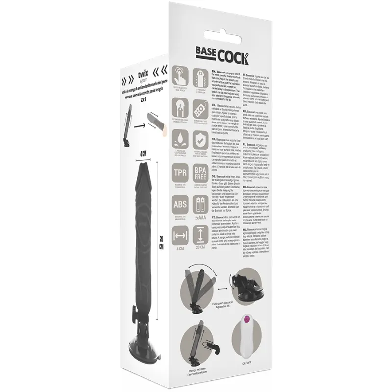 Basecock Realistic Vibrator Remote Control Black 20 Cm 4