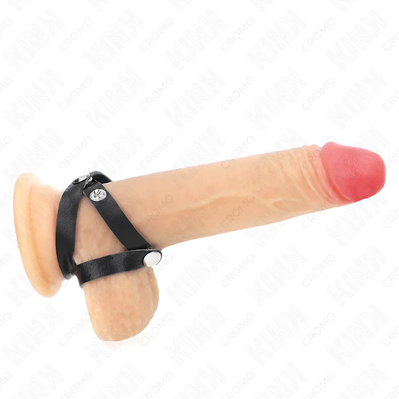 Kink - leather penis ring with pressure closure 39 x 1 cm