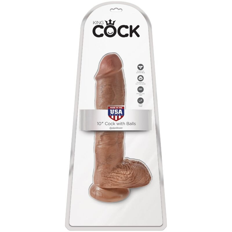 King cock - realistic penis with balls 19.8 cm caramel 5