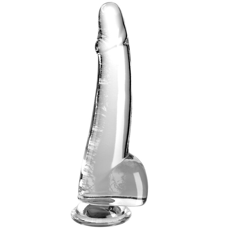 King cock - clear dildo with testicles 19 cm transparent