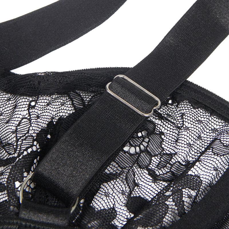 Subblime - Teddy With Garter With Lace Detail And Strips Black L/Xl 8