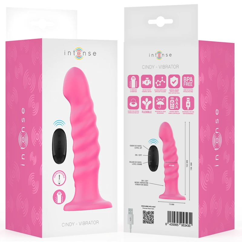 Intense - cindy vibrator size l spiral design 10 vibrations pink remote control 7