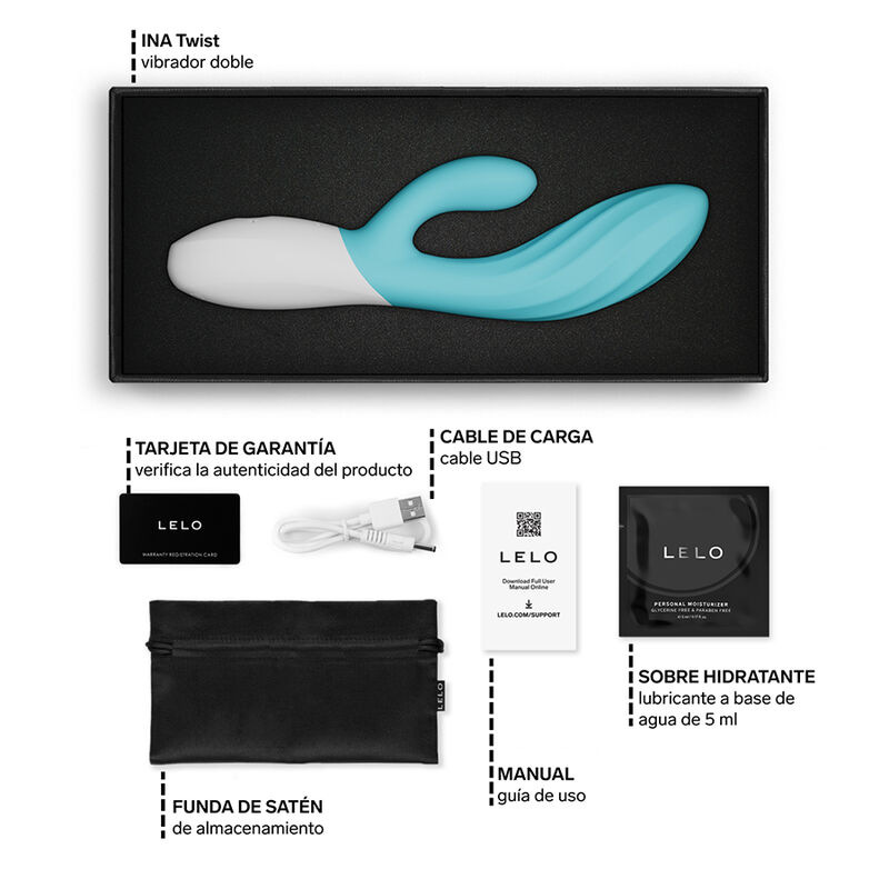 Lelo - ina twist double vibrator rabbit for g-spot and clitoris blue 5