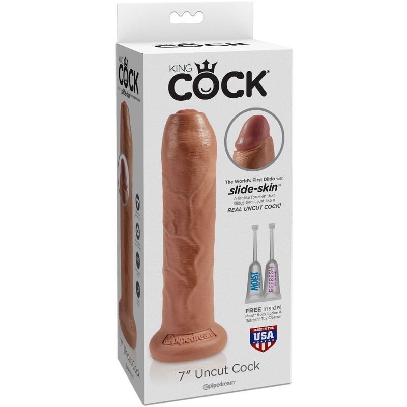 King cock - uncut realistic penis 17.8 cm caramel 2