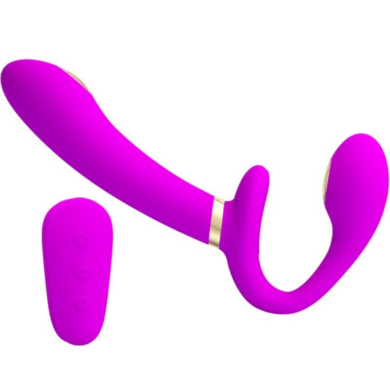 Pretty love - thunderbird double strap-on vibrator remote control purple 1