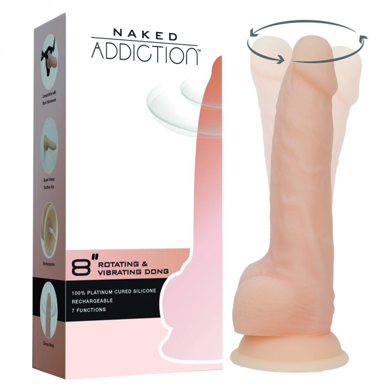 Naked Addiction - 8 Inch Rotating & Vibrating Dong Vanilla