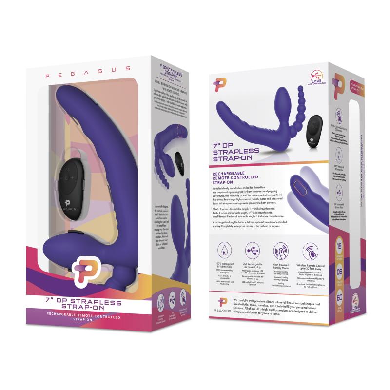 Pegasus - 7” Remote Control Strapless D.P. Silicone Strap on 8