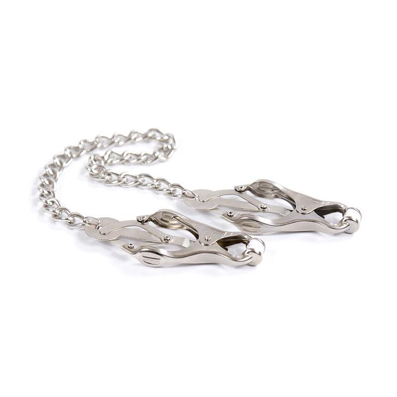 Ohmama Fetish Metallic Nipple Clamps And Chain 1