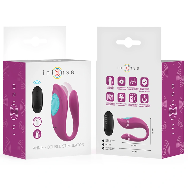 Intense - annie u-shaped vibrator and stimulator purple remote control 7