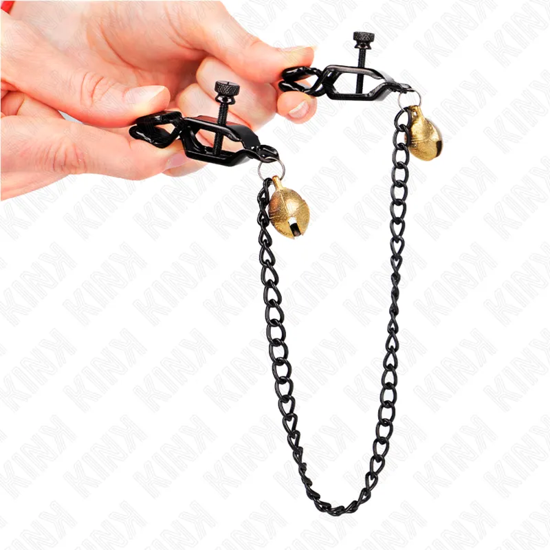 Kink - Flat Chain Nipple Clamps And Bell Silver 30 Cm