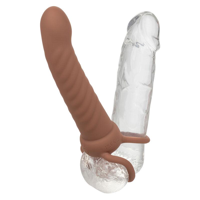Calexotics - Maxx Ribbed Dual Penetrator 10 Vibrations Brown 4