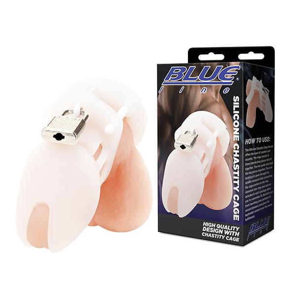 Blueline - Silicone Chastity Cage Silver