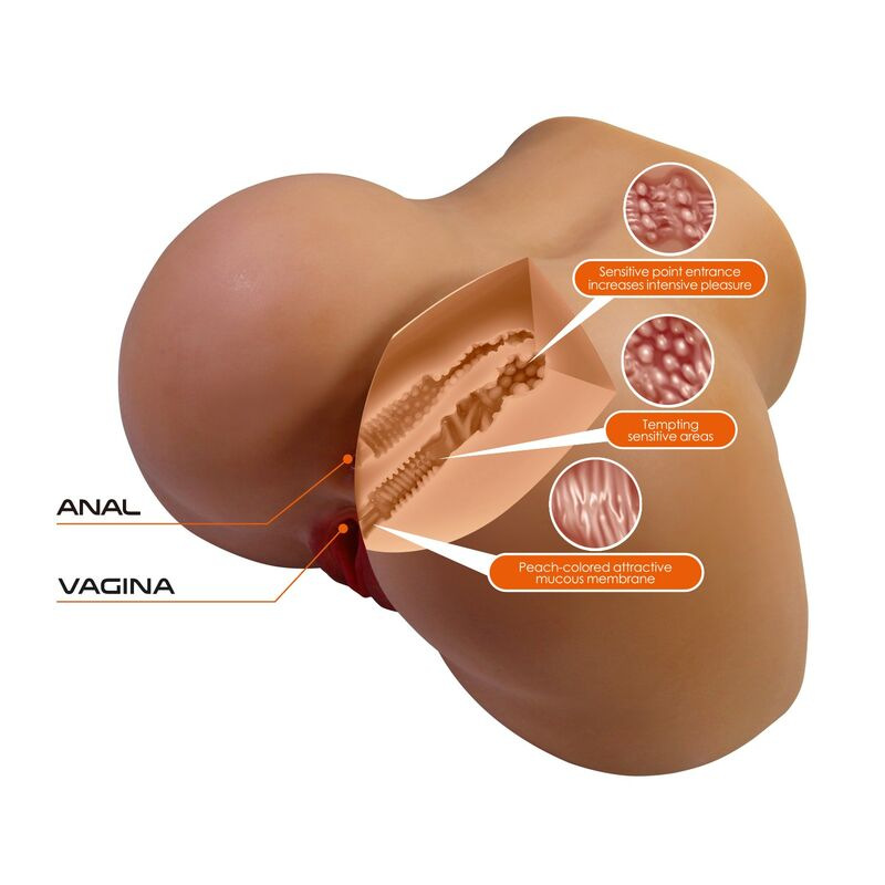 Crazy bull - realistic female torso masturbator dual entry with vibration and suction natural color 3