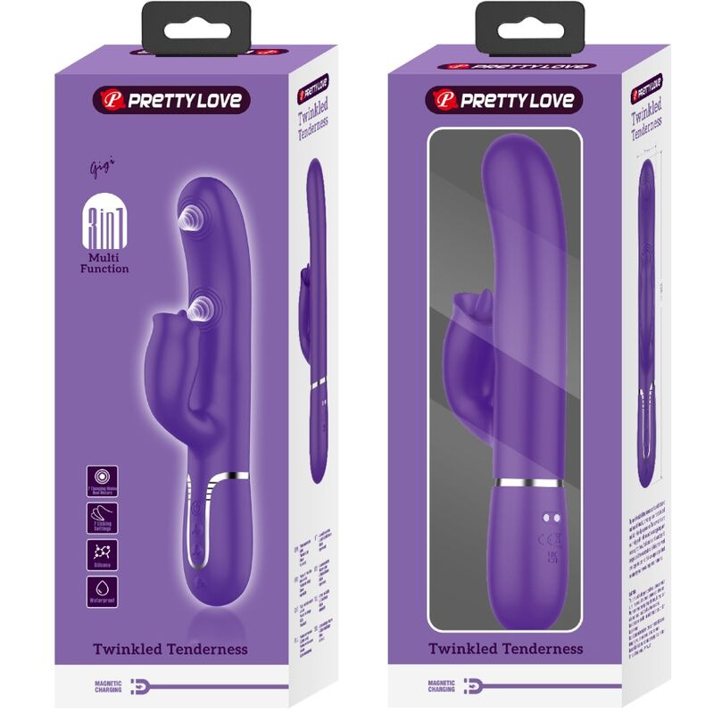 Pretty love - rabbit vibrator with licking purple 3