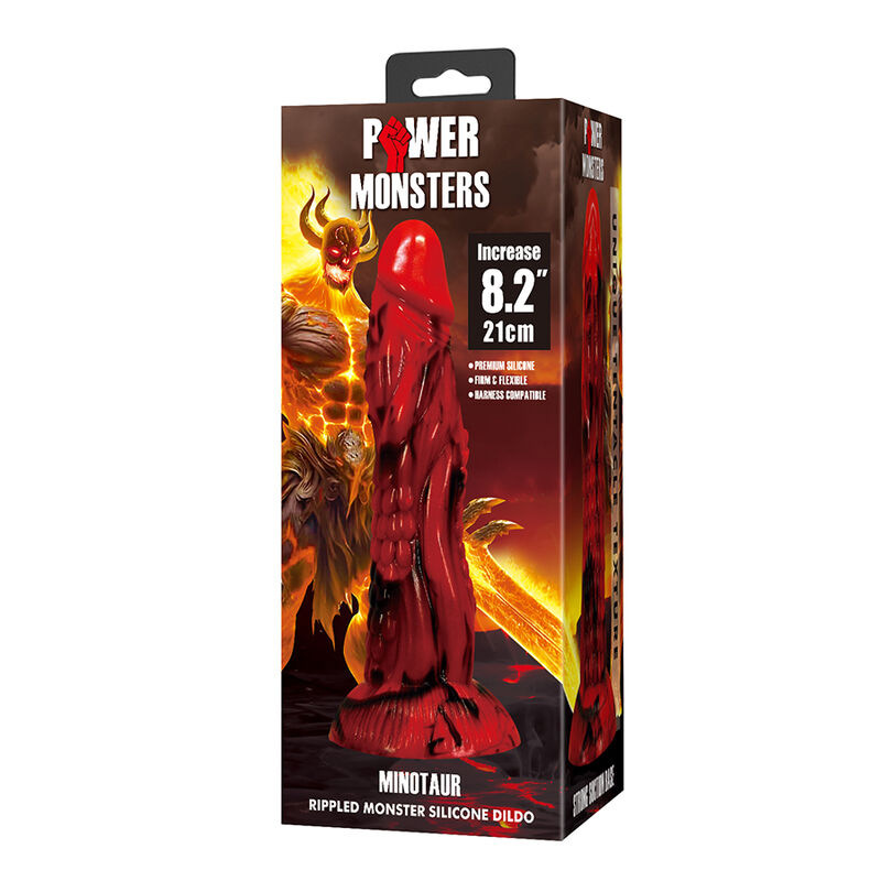 Power monsters - minotaur fantasy dildo with suction cup 21 cm Ø 5 cm red & black 5