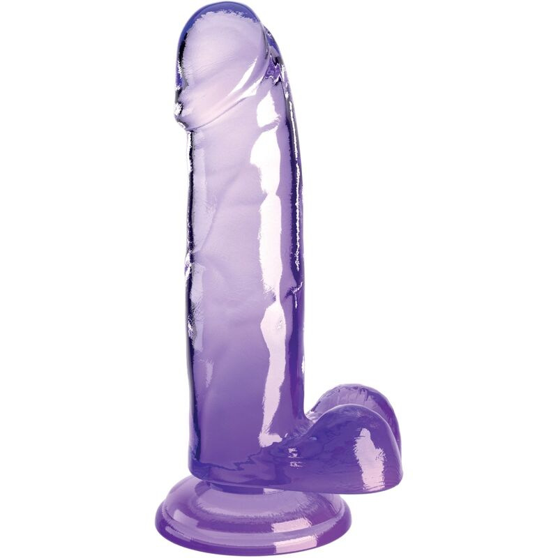 King cock - clear realistic penis with balls 15.2 cm purple