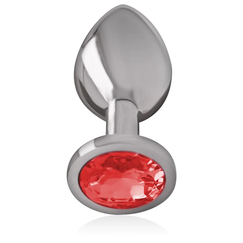 Intense - Metal Aluminum Anal Plug With Red Glass Size L - Análny Kolík 1